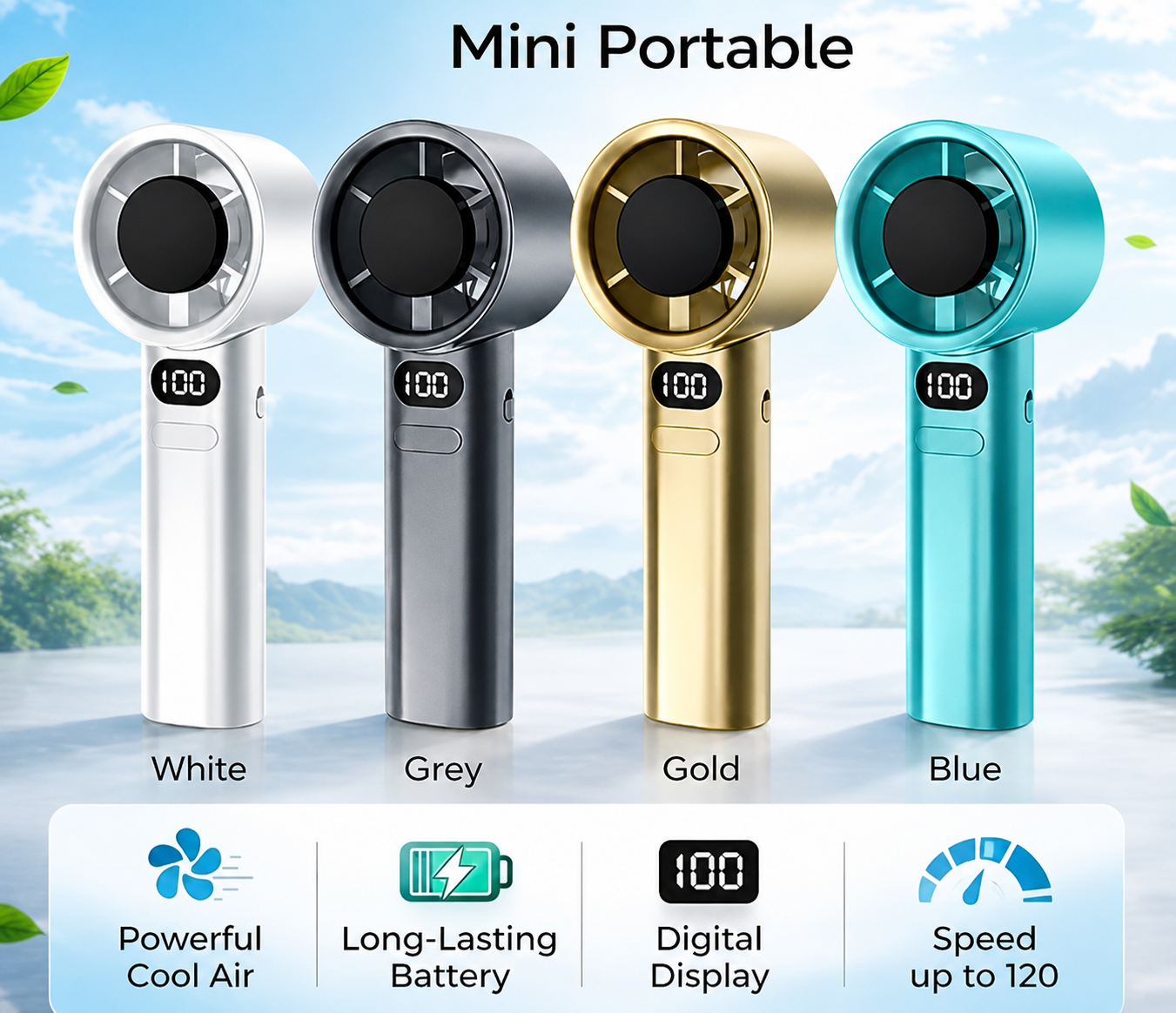 Mini Handheld Portable Fan — USB Rechargeable Lightweight Personal Cooling Fan